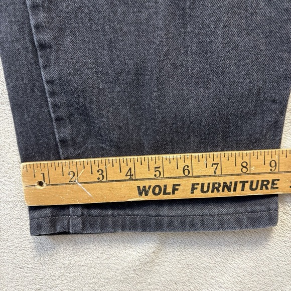 VTG Lands End Square Rigger Jeans Men 48x32 Black Cotton Leather Logo USA Made - Picture 7 of 13